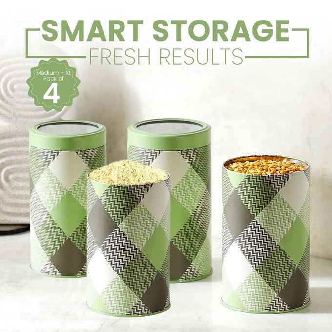 Brit Scottish Olive 850ml & 1450ml Airtight Food Storage Container Set of 4 (2M+2XL) Size - Jarsome