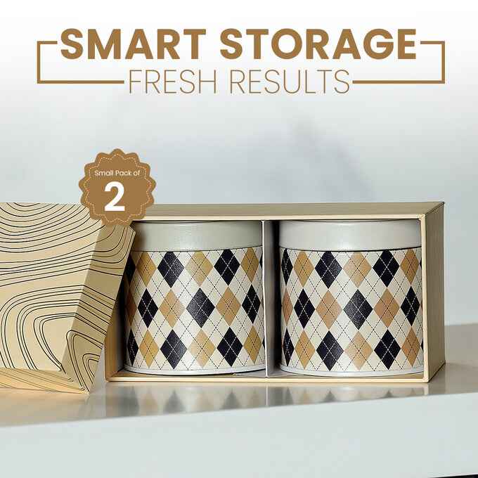 Brit Scottish Beige 450ml Airtight Food Storage Container Set of 2  S Size - Jarsome