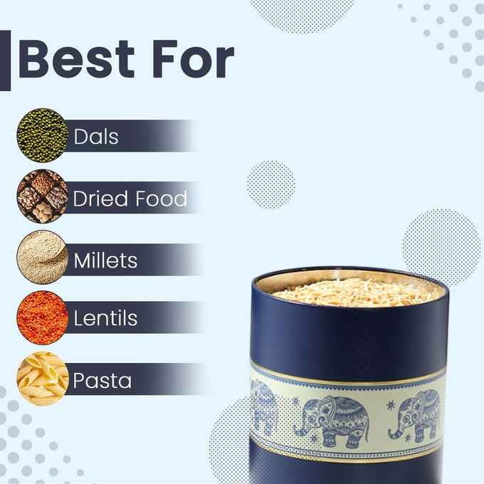 Mandala Blue Elephant 1150ml Food Grade Metal Jars Set of 2 L Size