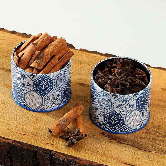 Moroccan Blue Pastel 450ml Airtight Lid Jars Set of 2 S Size - Jarsome