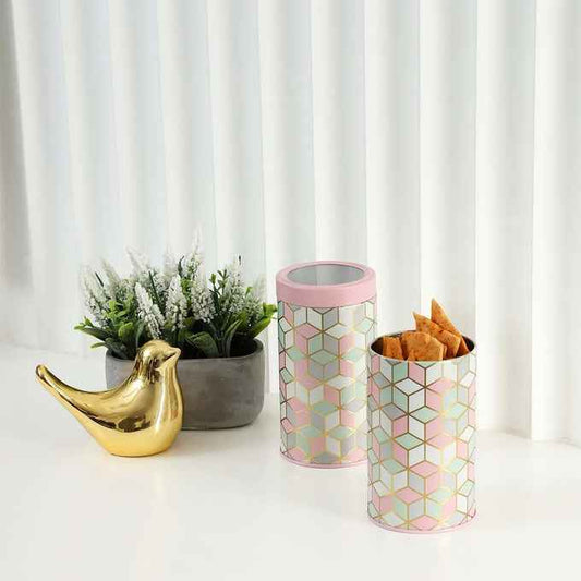 `Moroccan Pink Pastel 1450ml Airtight Lid Jars Set of 2 X-L  Size - Jarsome