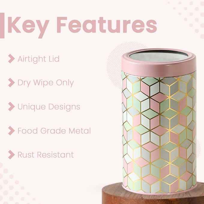 `Moroccan Pink Pastel 1450ml Airtight Lid Jars Set of 2 X-L  Size - Jarsome