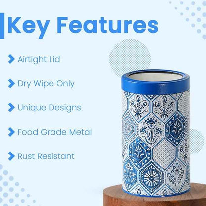 Moroccan Blue Pastel 1450ml Airtight Lid Jars Set of 4 X-L Size - Jarsome