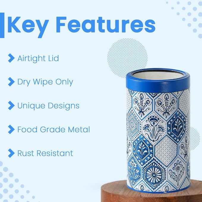 Moroccan Blue Pastel 1150ml Airtight Lid Jars Set of 2 L Size - Jarsome