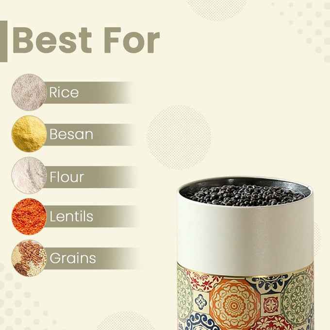 Mandala Beige Rangoli 1400ml Food Grade Metal Jars Set of 2 X-L Size - Jarsome