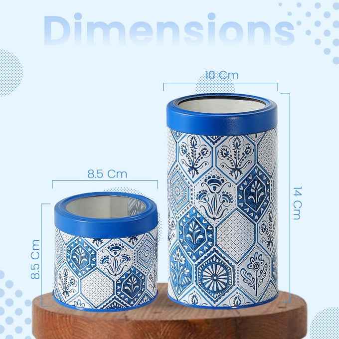 Moroccan Blue Pastel 450ml & 1150ml Airtight Lid Jars Set of 4 (2S+2L)  Size - Jarsome