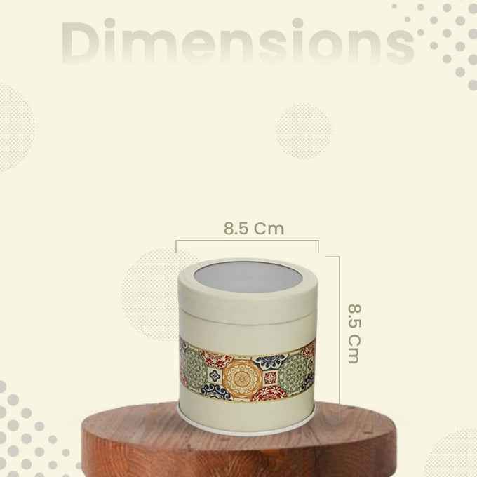 Mandala Beige Rangoli 450 ml Food Grade Metal Jars  Set of 4 S Size - Jarsome